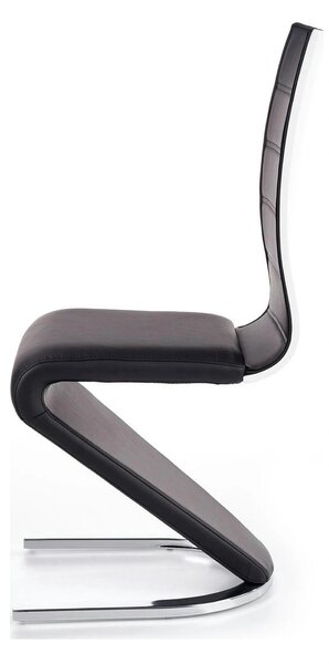 Scaun tapitat K194, negru/alb/crom, piele ecologica/metal, 45X58X99 CM