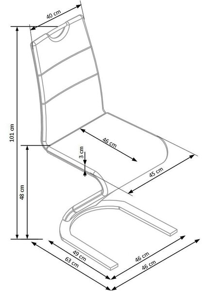 Scaun tapitat K188, alb/crom, piele ecologica/metal, 45X63X101 CM