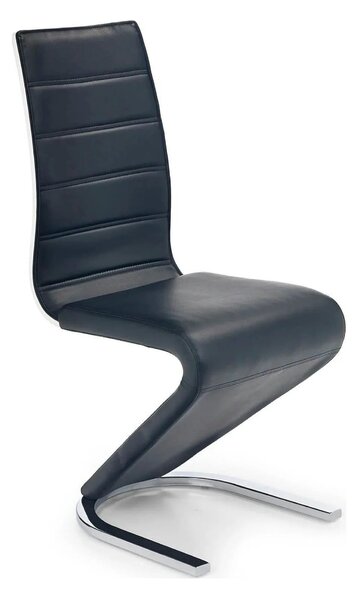 Scaun tapitat K194, negru/alb/crom, piele ecologica/metal, 45X58X99 CM
