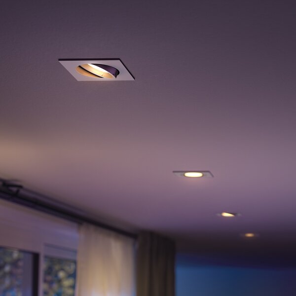 Philips Hue Spot încastrat Centura, alb, 9x9 cm, CCT, RGB, GU10, reglabil, Alb, Camera de zi / sufragerie, Plastic, Modern, Luminile încastrate unghiulare