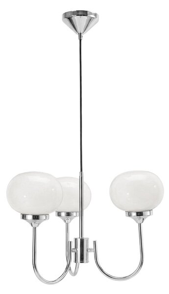 PR Home Lampă suspendată Elsy, alb/crom, 3 becuri, 36 cm, sticlă, cu priză, Crom, Camera de zi / sufragerie, Sticlă, Scandinavă