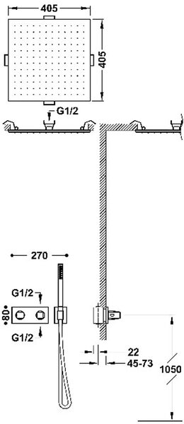 Tres B-System set de duș ascuns cu termostat cu duș de ploaie auriu 30725206OM