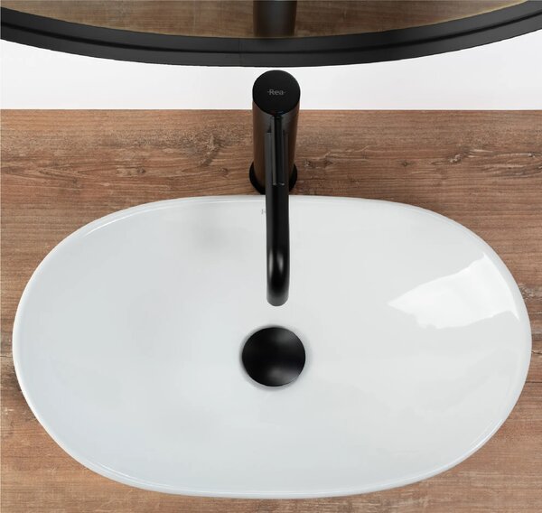 Rea Royal lavoar 48x30.5 cm ovale de blat alb luciu REA-U6507