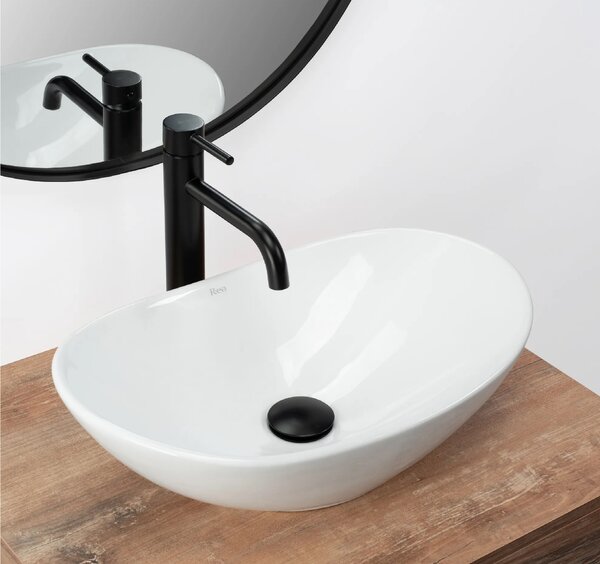 Rea Royal lavoar 48x30.5 cm ovale de blat alb luciu REA-U6507