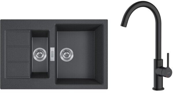 Set chiuvetă tectonite Franke Sirius 2.0 143.0618.687, baterie bucătărie Oltens Skafta 35206300