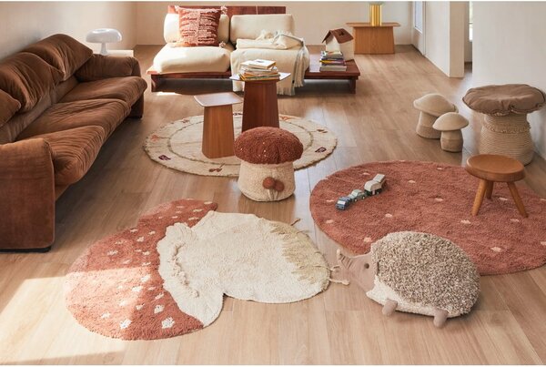 Covor pentru copii cărămiziu lavabil/țesut manual din bumbac ø140 cm Round Dot Chestnut – Lorena Canals