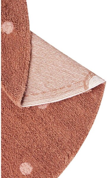 Covor pentru copii cărămiziu lavabil/țesut manual din bumbac ø140 cm Round Dot Chestnut – Lorena Canals
