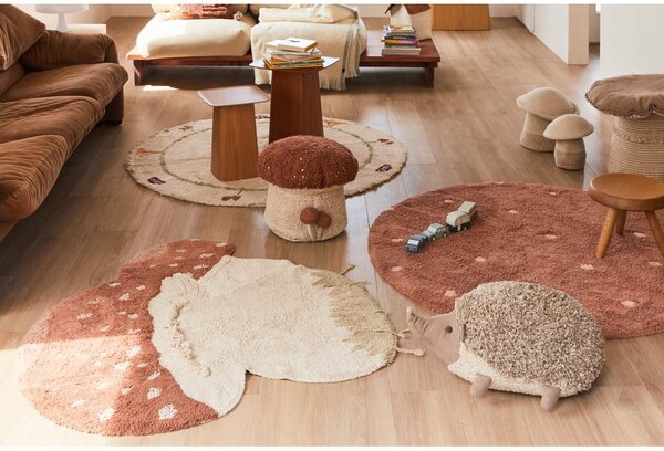 Covor pentru copii cărămiziu lavabil/țesut manual din bumbac ø140 cm Round Dot Chestnut – Lorena Canals
