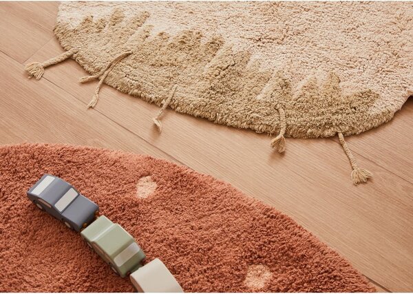 Covor pentru copii cărămiziu lavabil/țesut manual din bumbac ø140 cm Round Dot Chestnut – Lorena Canals