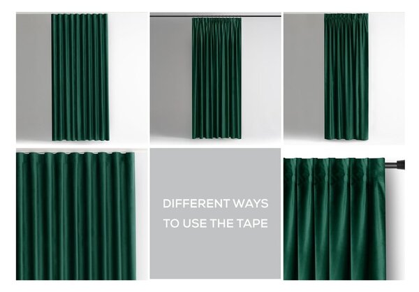 Draperie verde-închis dimout (semi-opacă) din catifea 140x245 cm Pleat – Restilo