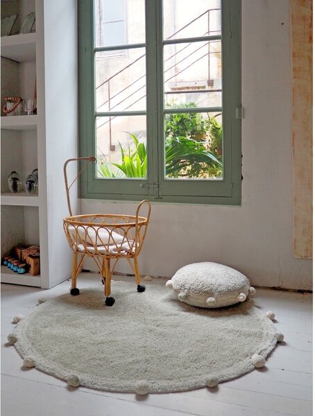 Covor pentru copii verde deschis lavabil/țesut manual din bumbac ø120 cm Bubbly Olive – Lorena Canals