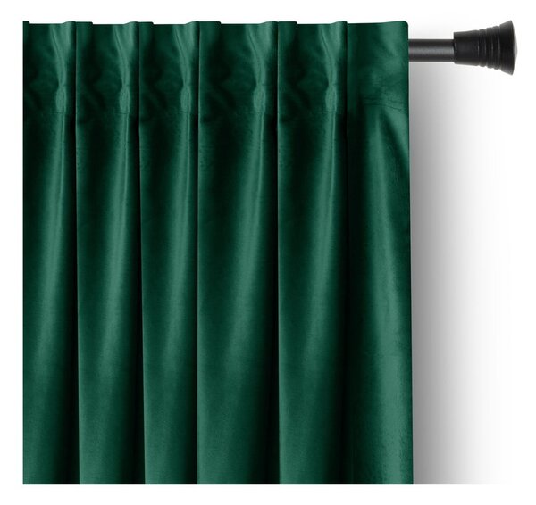 Draperie verde-închis dimout (semi-opacă) din catifea 140x245 cm Pleat – Restilo