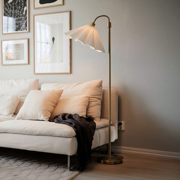 PR Home Lampadar Amy, auriu/alb, cu 1 bec, înălțime 150 cm, E27, Alb, Camera de zi / sufragerie, Metal, Scandinavă