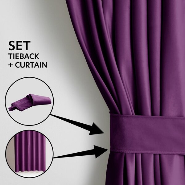 Draperie mov dimout (semi-opacă) din catifea 140x270 cm Pleat – Restilo