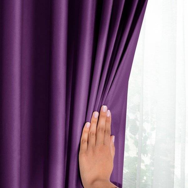 Draperie mov dimout (semi-opacă) din catifea 140x270 cm Pleat – Restilo