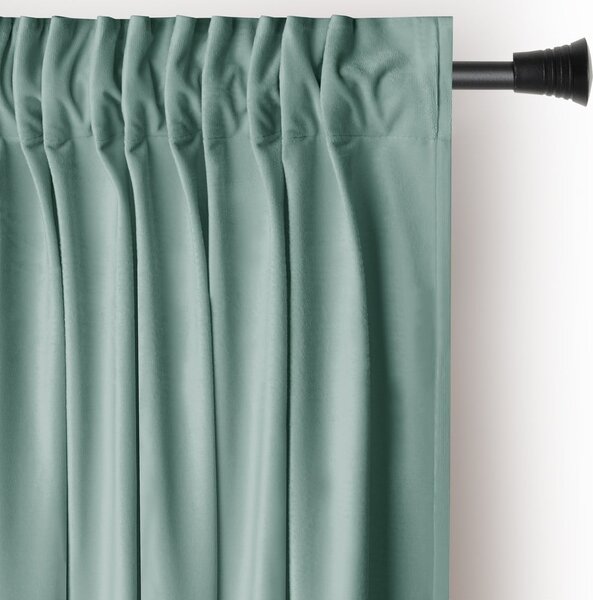 Draperie verde-deschis dimout (semi-opacă) din catifea 140x245 cm Pleat – Restilo