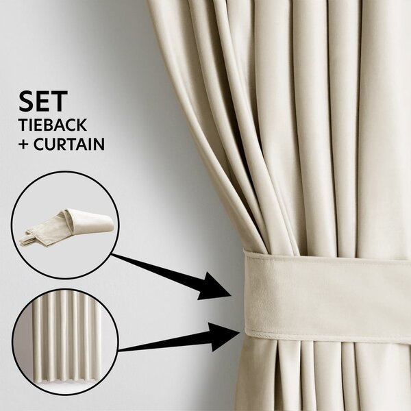 Draperie bej dimout (semi-opacă) din catifea 140x270 cm Pleat – Restilo