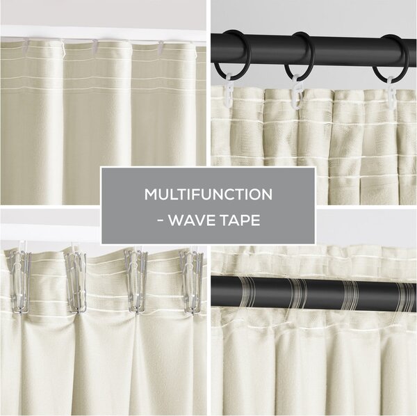 Draperie crem dimout (semi-opacă) din catifea 140x245 cm Pleat – Restilo