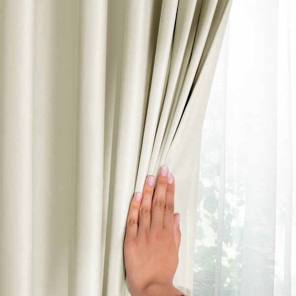 Draperie crem dimout (semi-opacă) din catifea 140x245 cm Pleat – Restilo