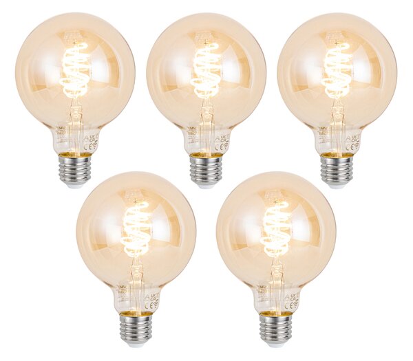 Set 5 becuri Becuri LED inteligente E27 reglabile G95 chihlimbar 4,9W 320lm 2500K