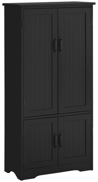 HOMCOM Buffet de bucătărie, armoarie de bucătărie contemporană, multi-spații de depozitare, 2 dulapuri, 3 rafturi, MDF, panouri de particule, negru | Aosom Romania