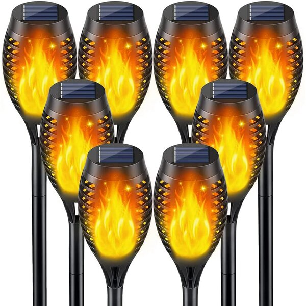 Set 8 x Lampa solara tip torta cu efect flacara, 50 cm