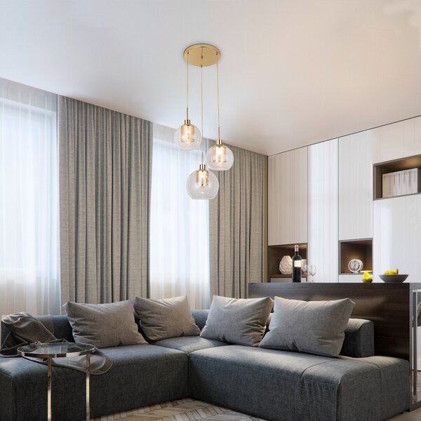 Rabalux Philana lampă suspendată 3x60 W transparent-auriu 6496