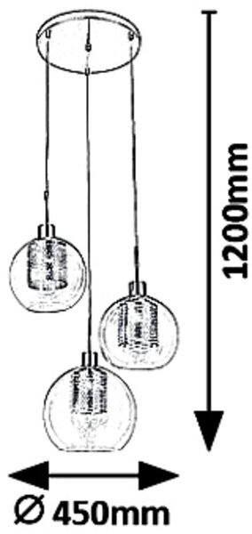 Rabalux Philana lampă suspendată 3x60 W transparent-auriu 6496