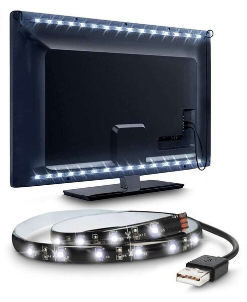 Bandă luminoasă LED WM501 pentru TV cu USB, 100 cm, alb