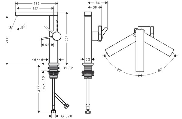 Hansgrohe Tecturis E baterie lavoar stativ || 73060140