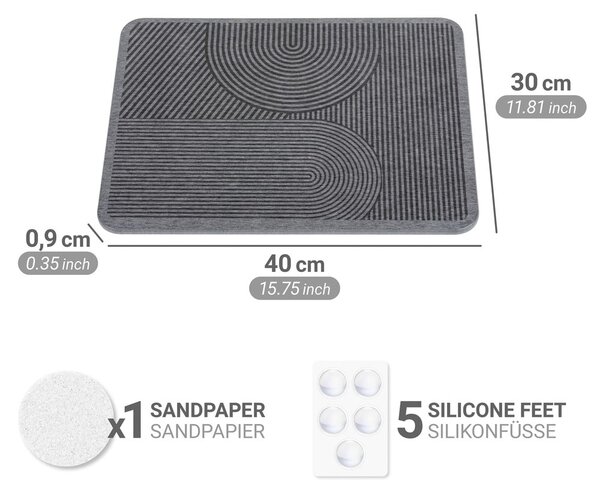 Scurgător de vase gri din diatomit 40x30 cm Damon – Wenko