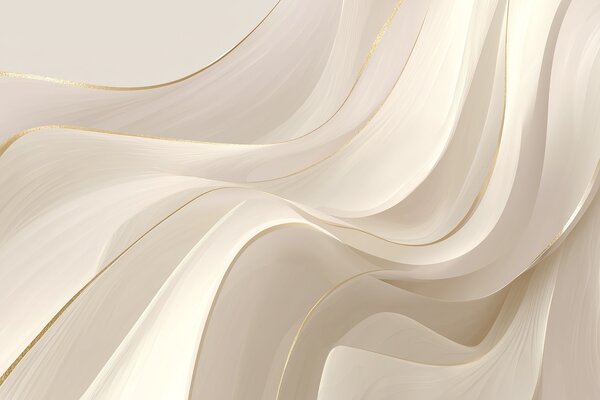 Tapet Valuri curgătoare cu accente galbene în lumină cremoasă, Fototapet Abstract, w09303 : Uwalls.ro