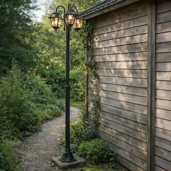 Felinar clasic de exterior verde închis 235cm 3 lumini IP44 - Berta