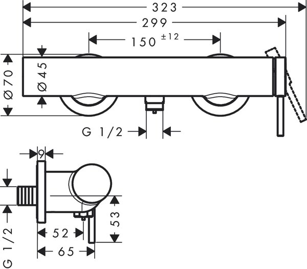 Hansgrohe Tecturis S baterie de duș perete || 73622140