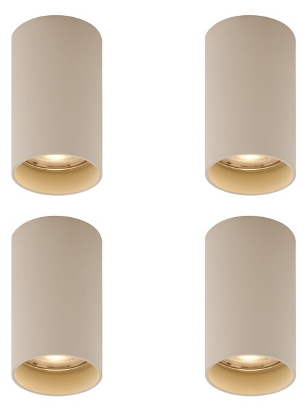 Set de 4 spoturi moderne bej montate la suprafață GU10 50mm Rotund - Tuba