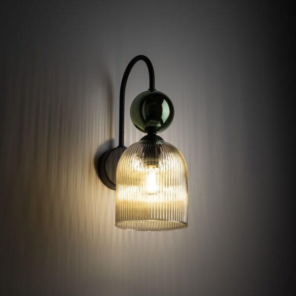 Aplica de perete SOPHIA, 1xE14/10W/230V, negru/verde/bej fumuriu