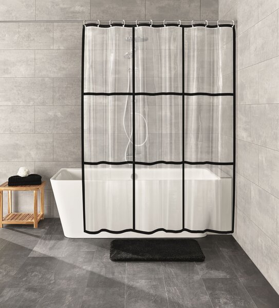 Kleine Wolke Brooklyn perdea de duș 200x180 cm transparent-negru 7823116305