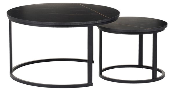 Set 2 Masute De Cafea Selmma PAL Finisaj Marmura Neagra