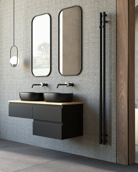 Oltens Stang calorifer de baie decorativ 180x9.5 cm negru mat 55010300