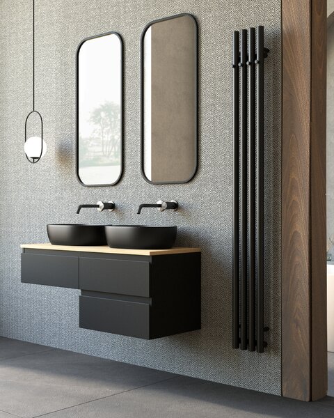 Oltens Stang calorifer de baie decorativ 180x20.5 cm negru mat 55012300