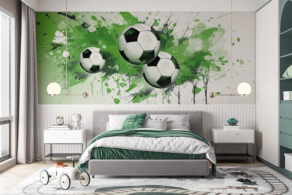 Tapet Mingi de fotbal, Fototapet pentru camera unui adolescent, Fototapet Fotbal, w04373v1 : Uwalls.ro