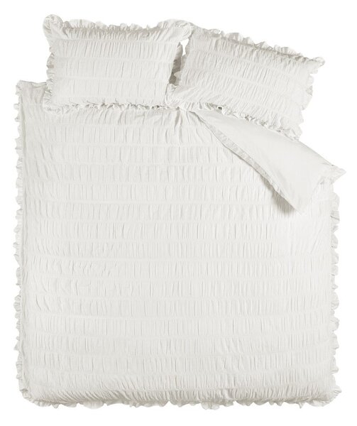 Lenjerie de pat albă din țesătură crep pentru pat dublu 200x200 cm Seersucker Frill – Catherine Lansfield