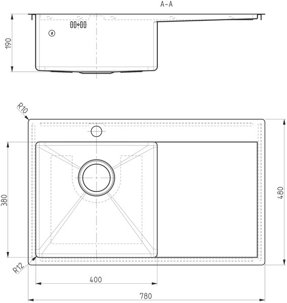 Alveus Concept chiuveta din otel 78x48 cm oţel 1124384