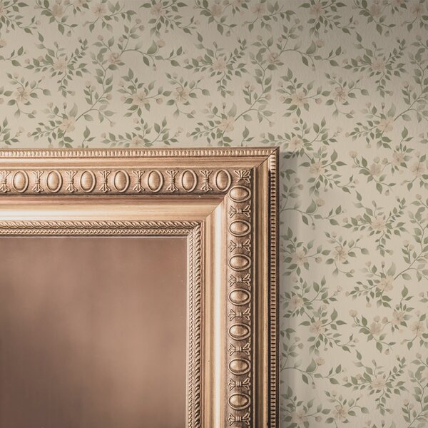Tapet Delicate ramuri de flori pastelate pe fundal bej, Tapet flori, a00390 : Uwalls.ro