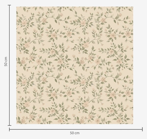 Tapet Delicate ramuri de flori pastelate pe fundal bej, Tapet flori, a00390 : Uwalls.ro