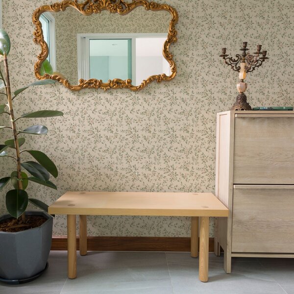 Tapet Delicate ramuri de flori pastelate pe fundal bej, Tapet flori, a00390 : Uwalls.ro