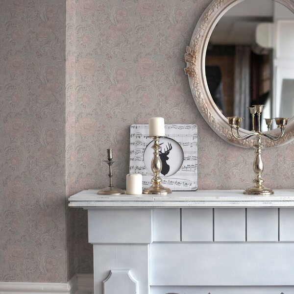 Tapet Flori pastelate moi în stil art nouveau, Tapet flori, a00394 : Uwalls.ro