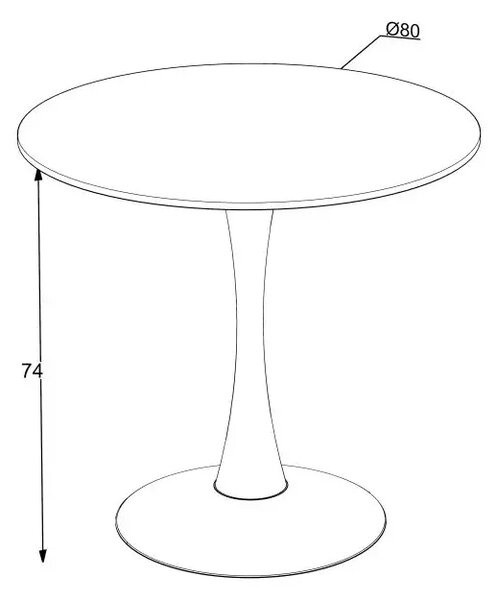Masa bucatarie/living rotunda 80*74 cm Ceramica Alb marmorat,Viva