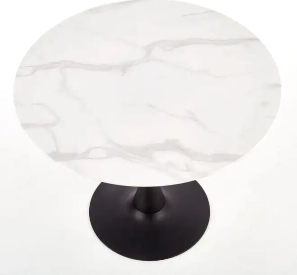 Masa bucatarie/living rotunda 80*74 cm Ceramica Alb marmorat,Viva