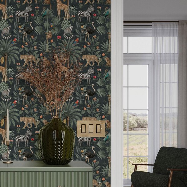 Tapet Animale tropicale realiste printre plante, Tapet natura, a00427 : Uwalls.ro